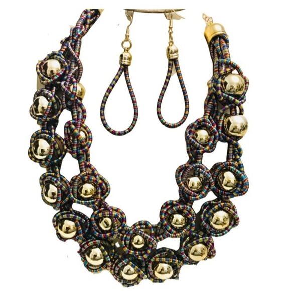 Multi colored rope beads necklace - Picture 1 of 4